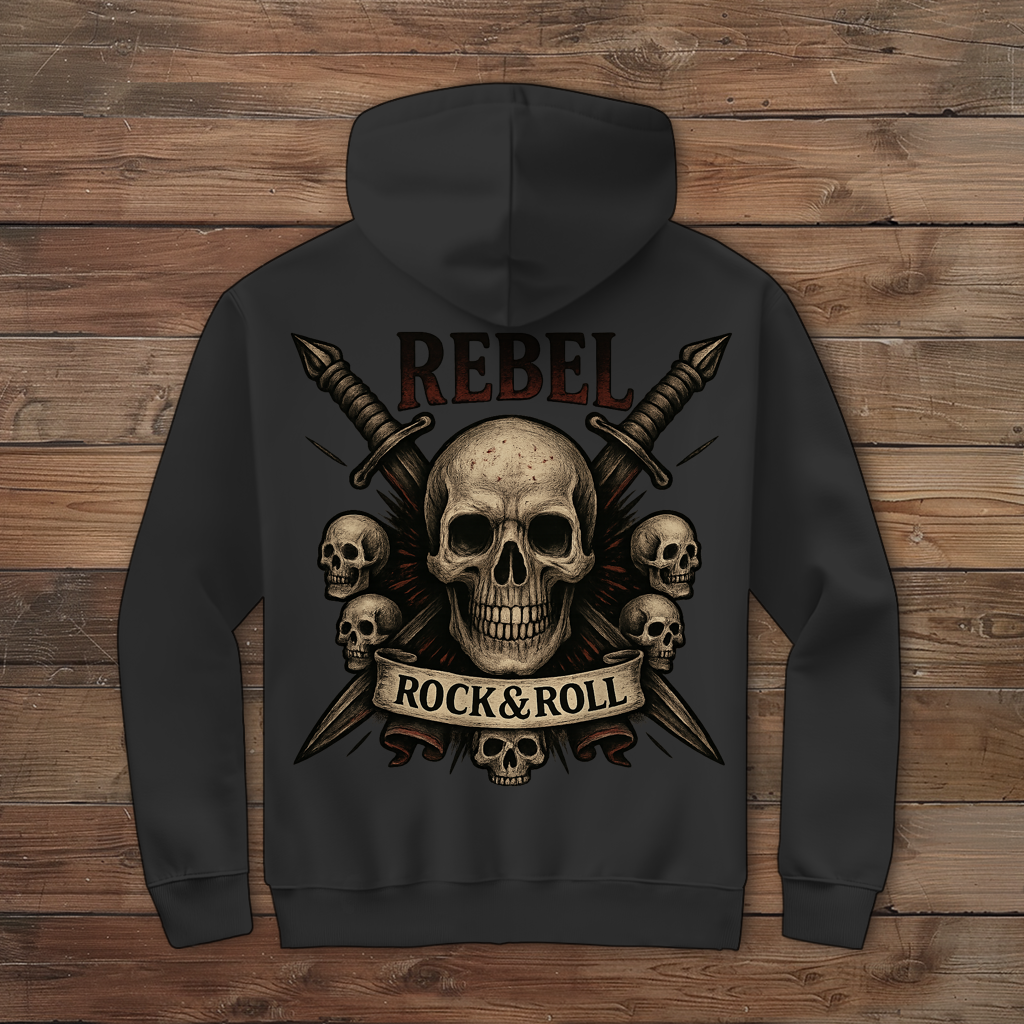 Herren Zipper Hoodie REBEL Rock&Roll