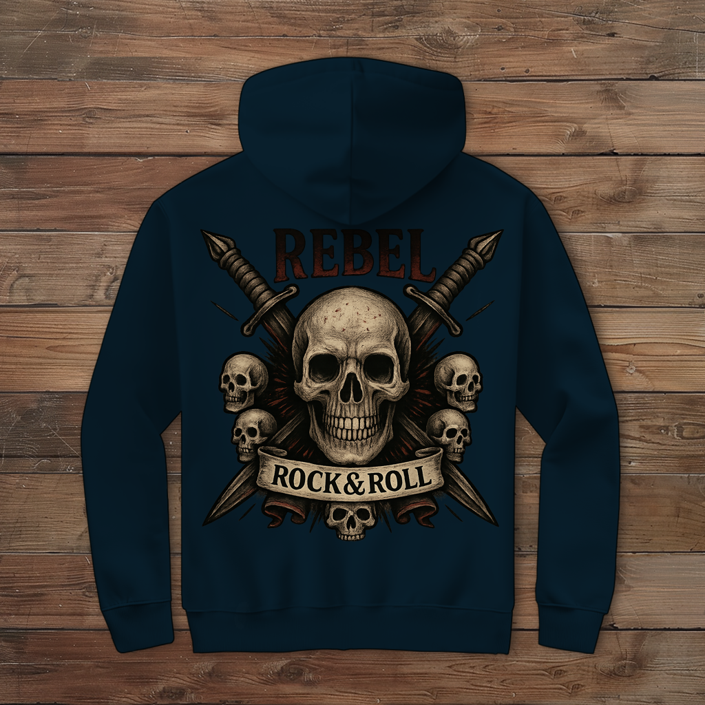 Herren Zipper Hoodie REBEL Rock&Roll