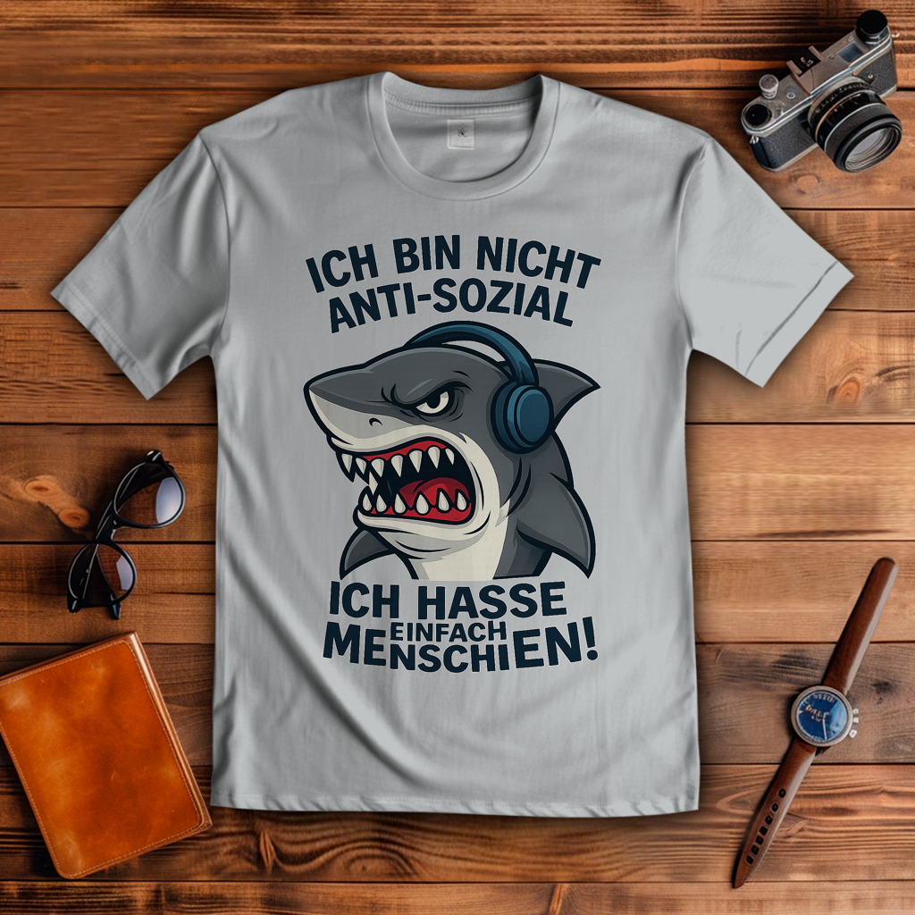 Herren T-Shirt Hasse Menschen Hai