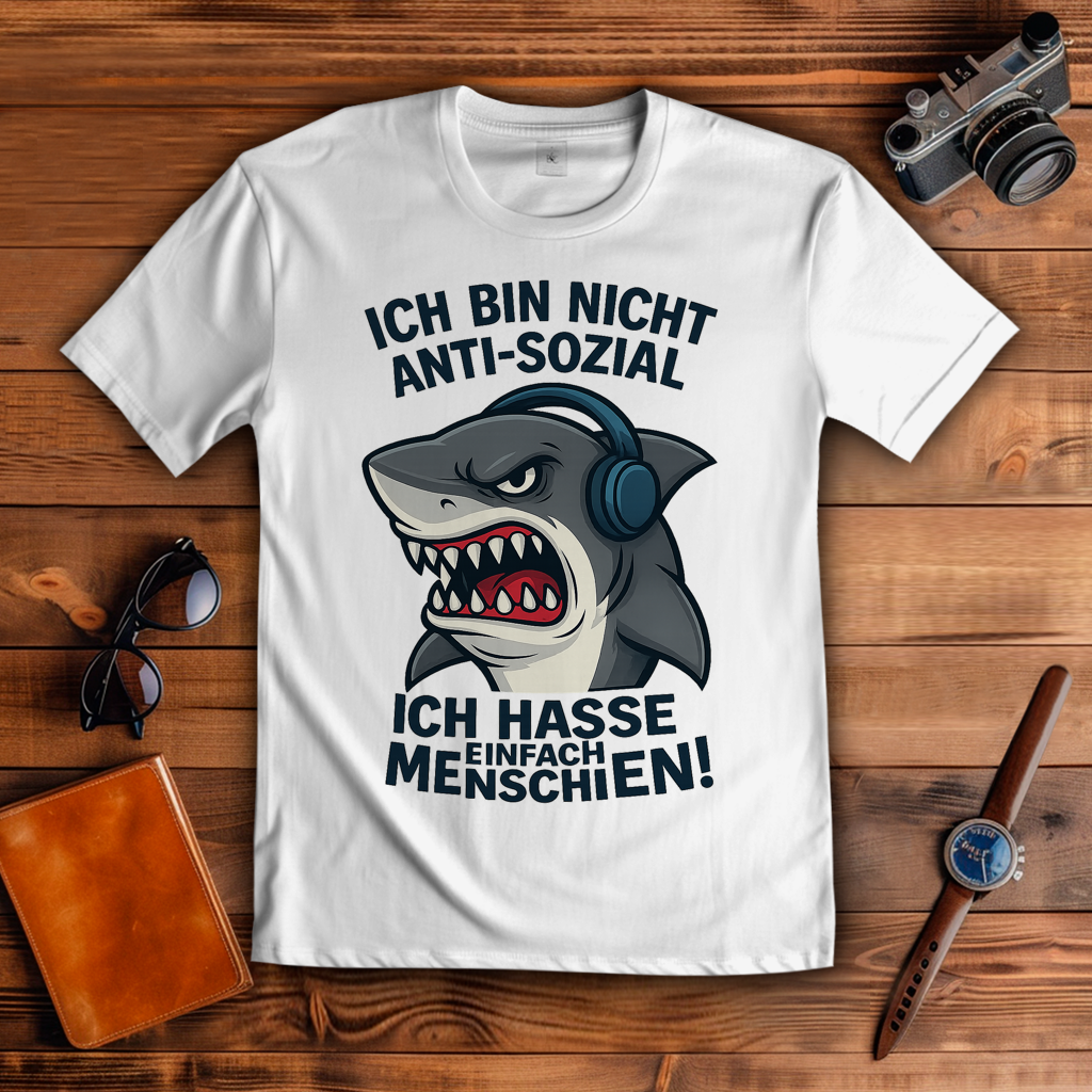 Herren T-Shirt Hasse Menschen Hai