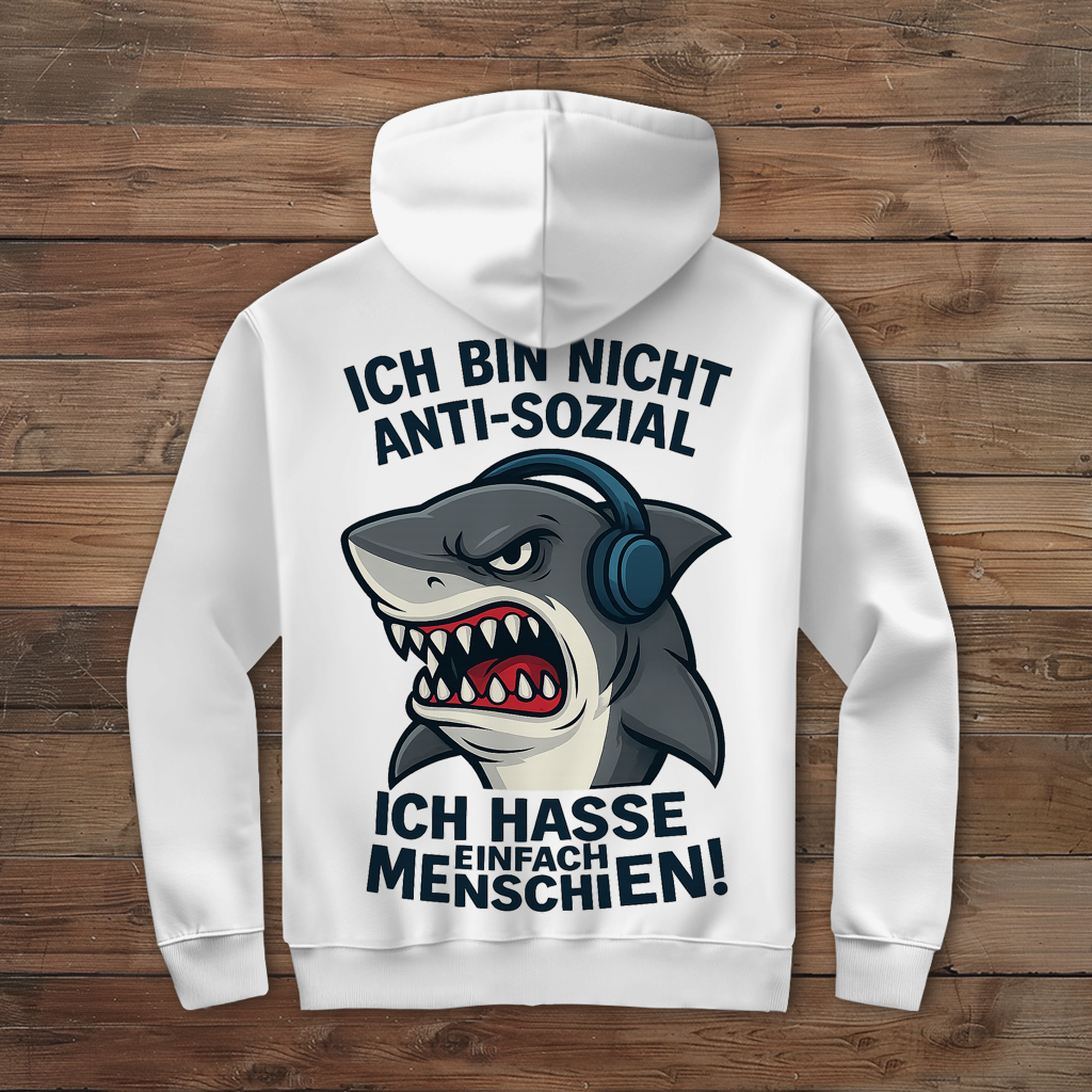 Herren Zipper Hoodie Hasse Menschen Hai