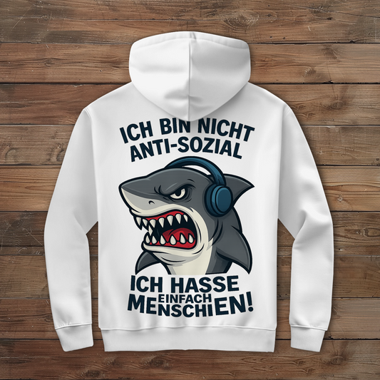 Herren Zipper Hoodie Hasse Menschen Hai