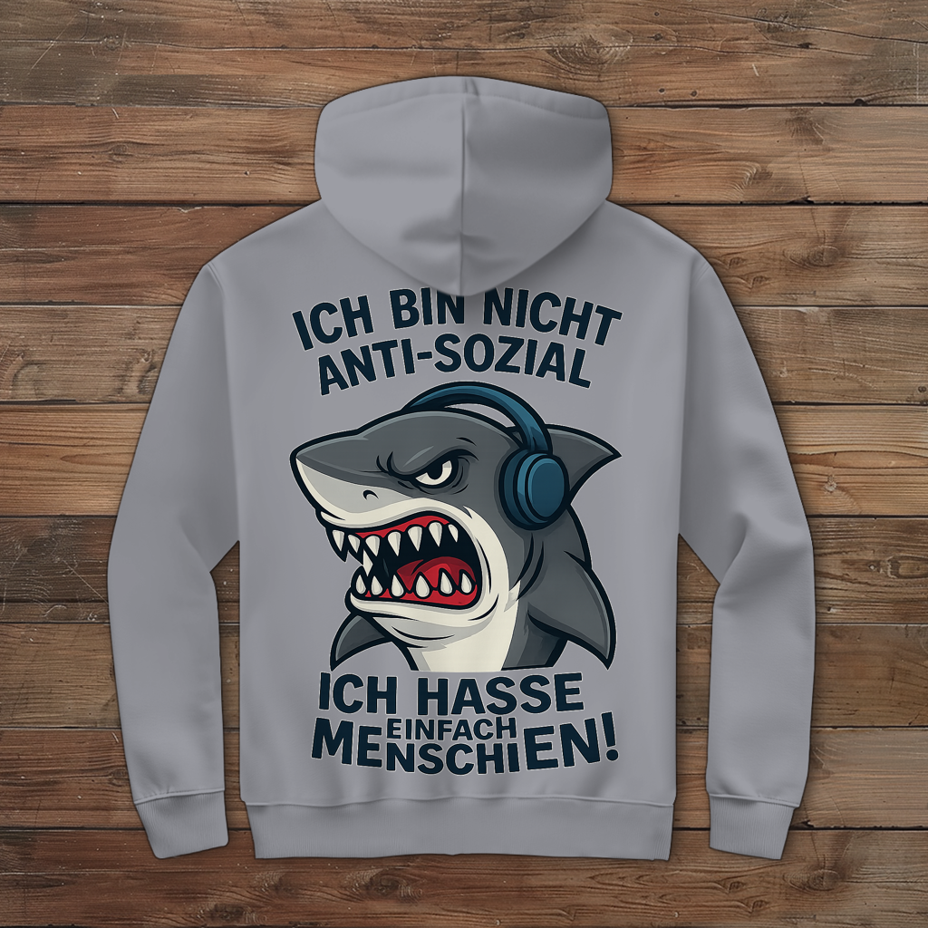 Herren Zipper Hoodie Hasse Menschen Hai