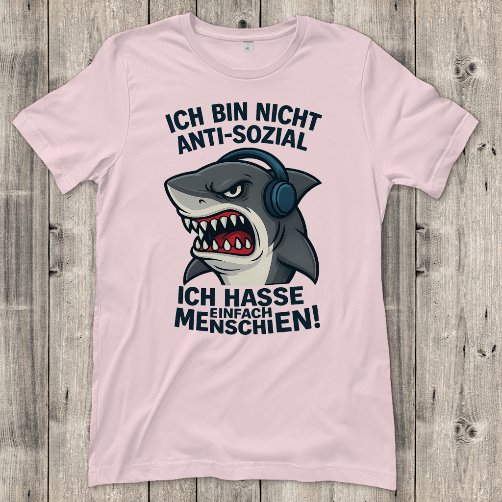 Damen T-Shirt Hasse Menschen Hai