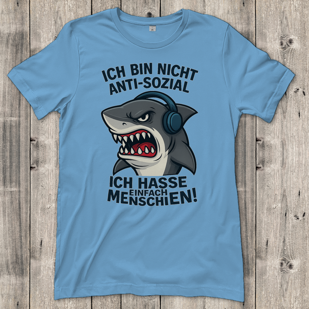 Damen T-Shirt Hasse Menschen Hai