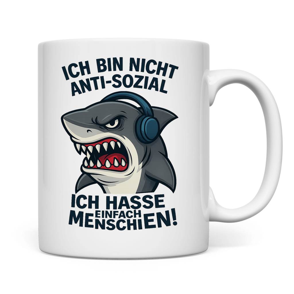 Tasse Hasse Menschen Hai