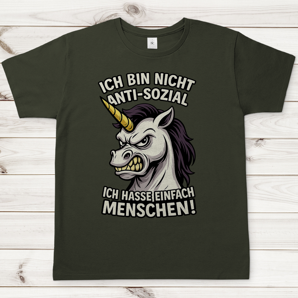 Herren T-Shirt Hasse Menschen Einhorn