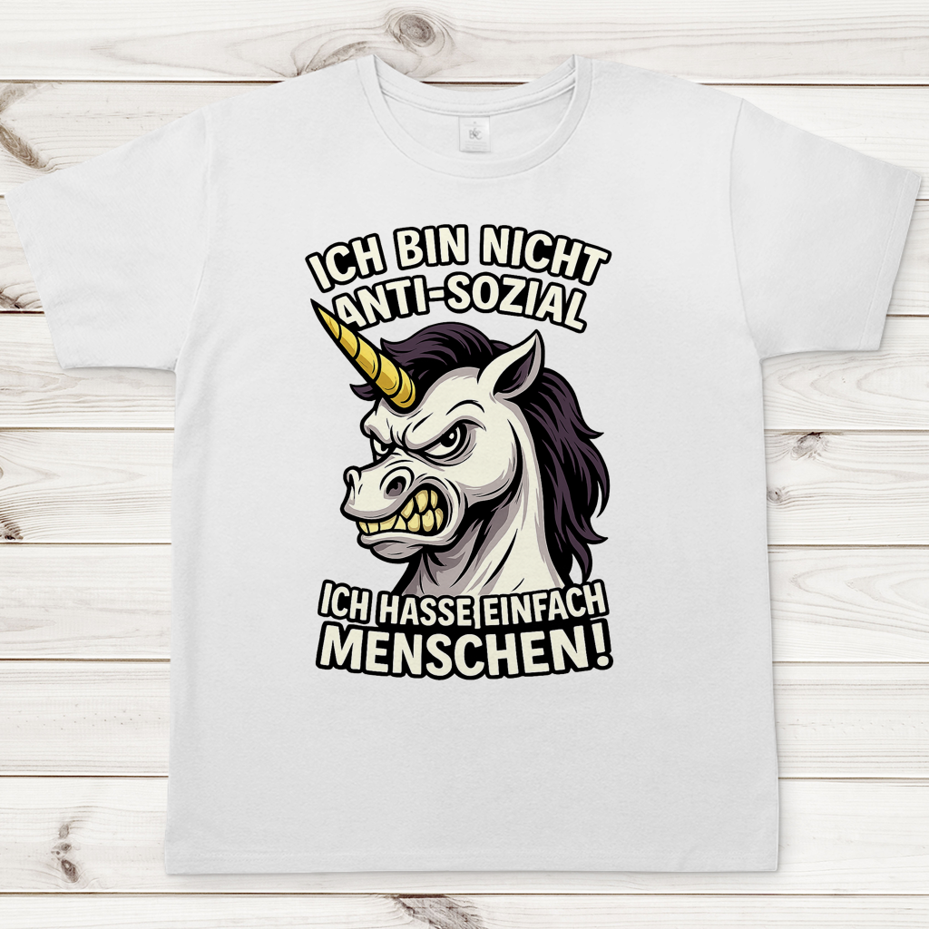 Herren T-Shirt Hasse Menschen Einhorn