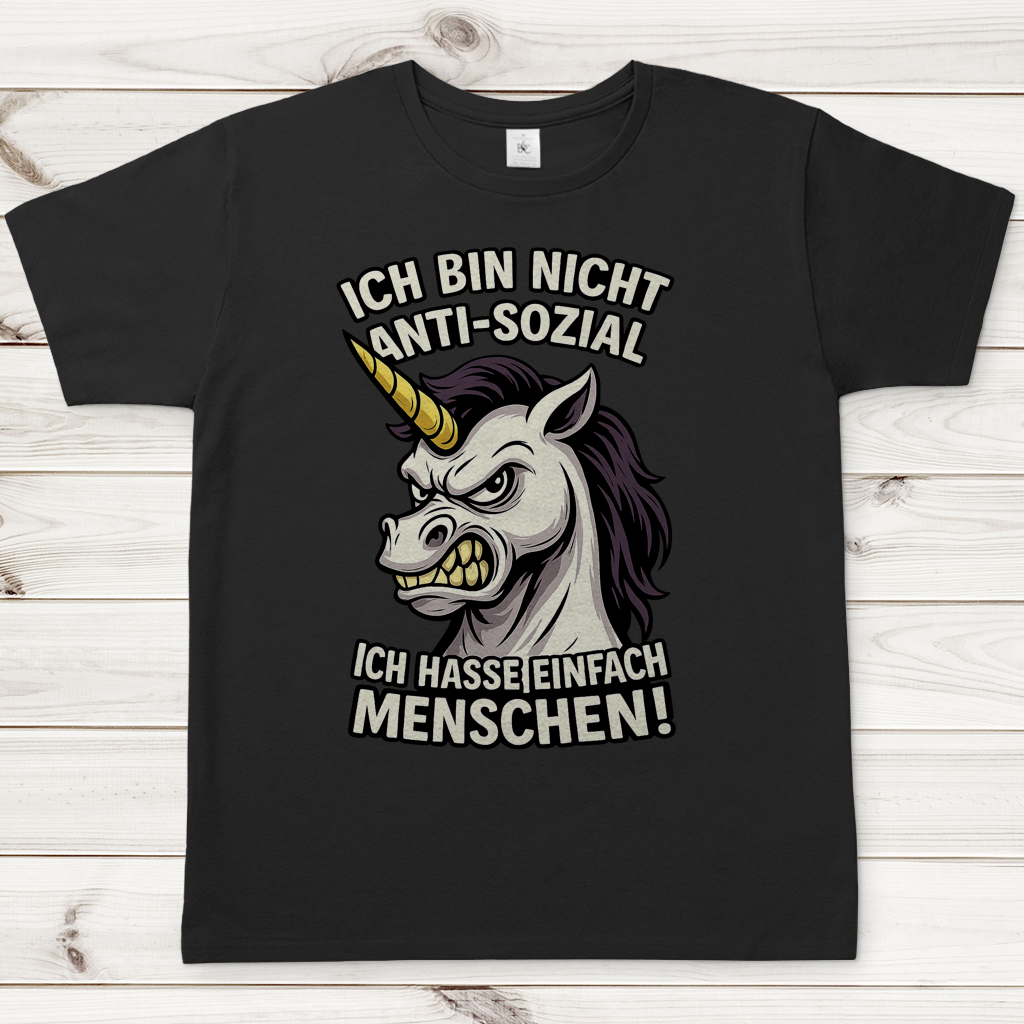Herren T-Shirt Hasse Menschen Einhorn