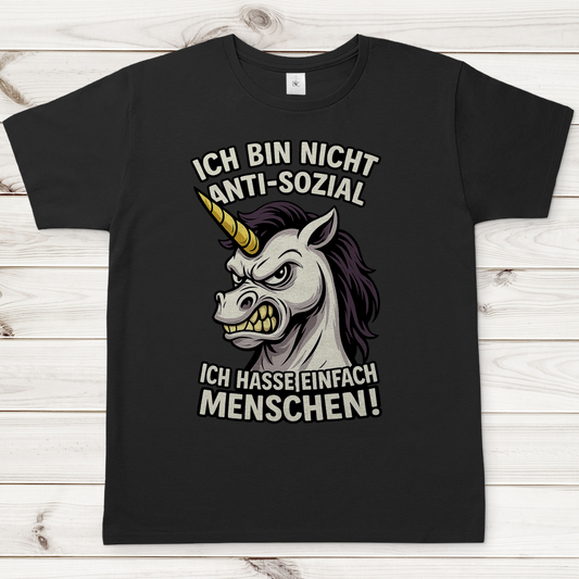Herren T-Shirt Hasse Menschen Einhorn