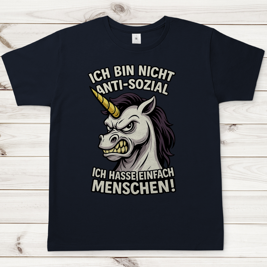 Herren T-Shirt Hasse Menschen Einhorn
