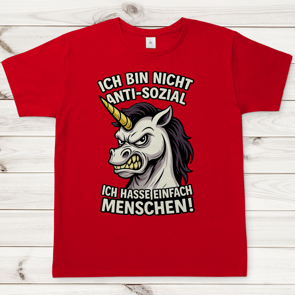 Herren T-Shirt Hasse Menschen Einhorn