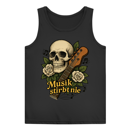 Damen Basic Tank Top Schädel weiße Rosen Musik stirbt nie