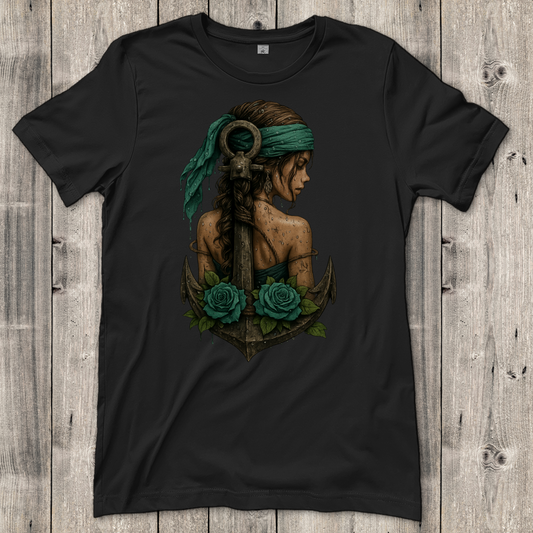 Damen T-Shirt Frau Anker Türkis