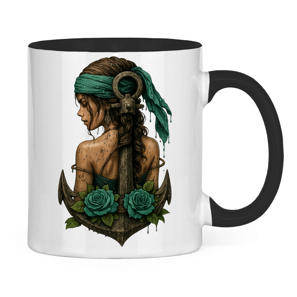 Tasse zweifarbig Frau Anker Türkis