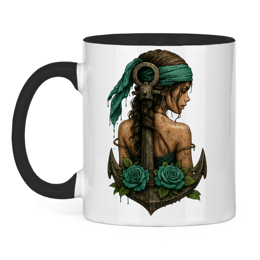 Tasse zweifarbig Frau Anker Türkis