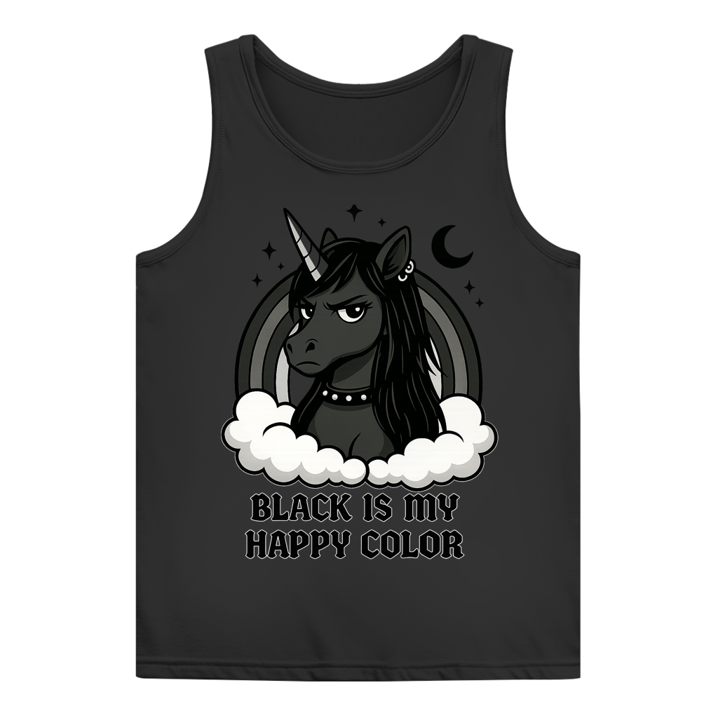 Damen Basic Tank Top Damen Einhorn Black is my Happy Color