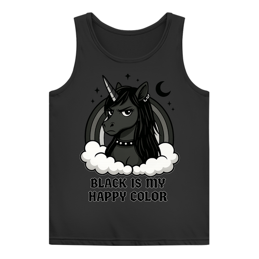 Damen Basic Tank Top Damen Einhorn Black is my Happy Color