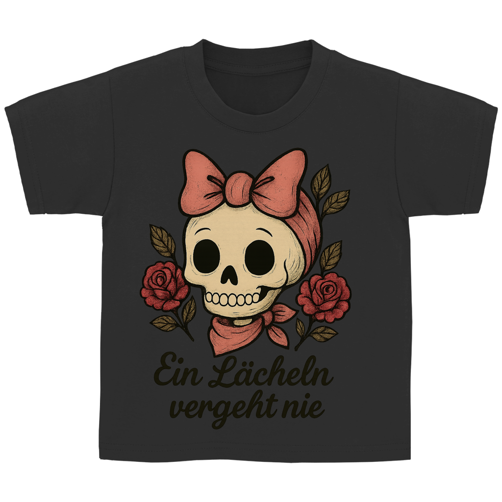 Kinder Basic T-Shirt Skelett Mädchen Ein Lächeln vergeht nie