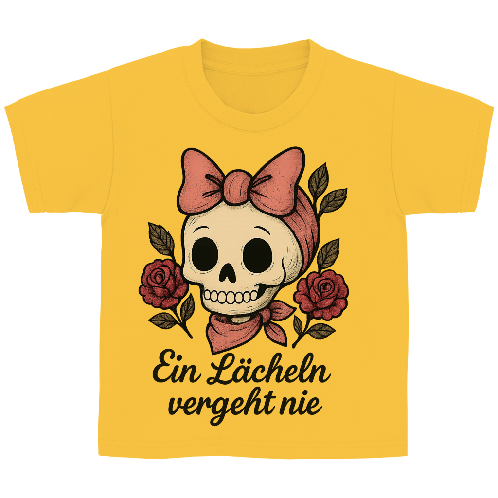 Kinder Basic T-Shirt Skelett Mädchen Ein Lächeln vergeht nie
