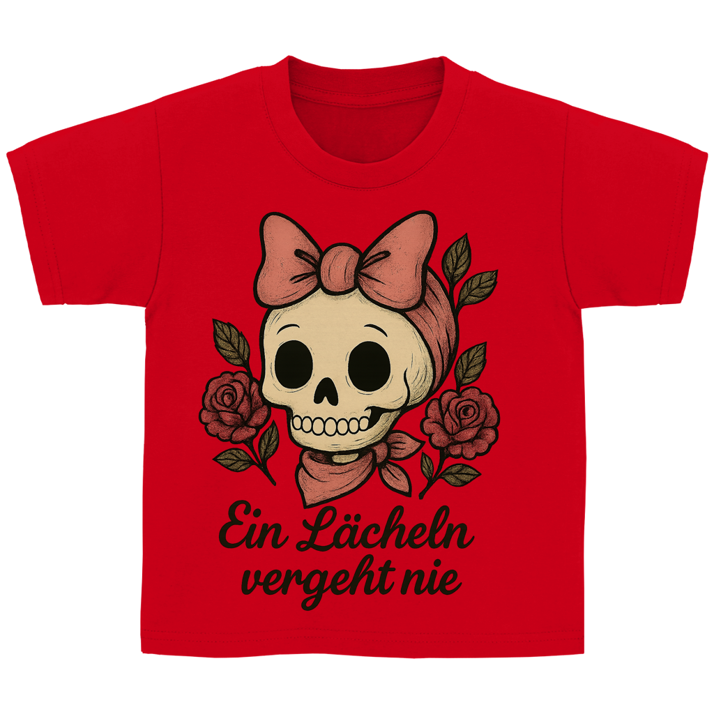 Kinder Basic T-Shirt Skelett Mädchen Ein Lächeln vergeht nie