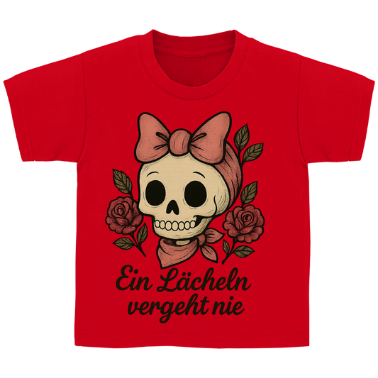 Kinder Basic T-Shirt Skelett Mädchen Ein Lächeln vergeht nie
