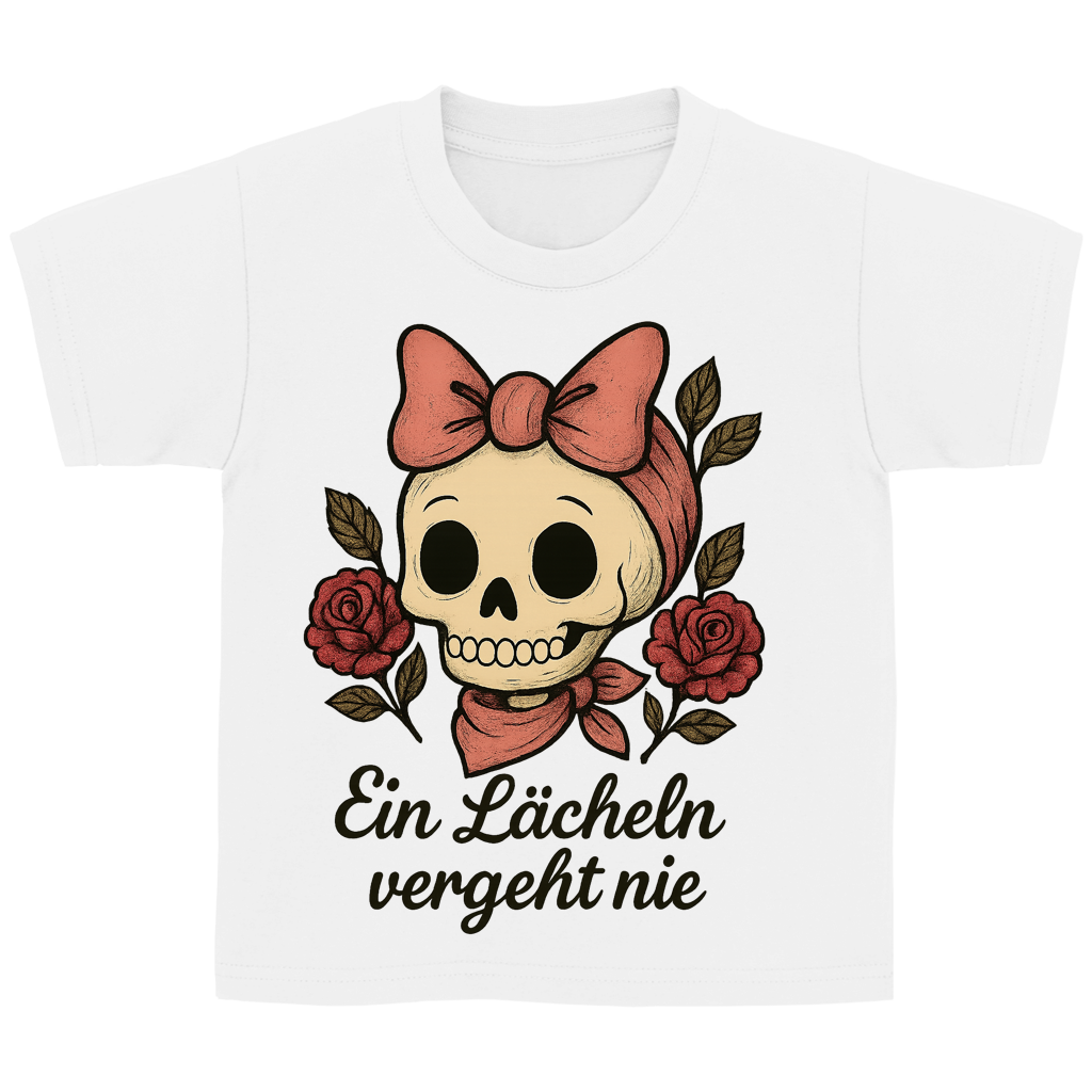 Kinder Basic T-Shirt Skelett Mädchen Ein Lächeln vergeht nie
