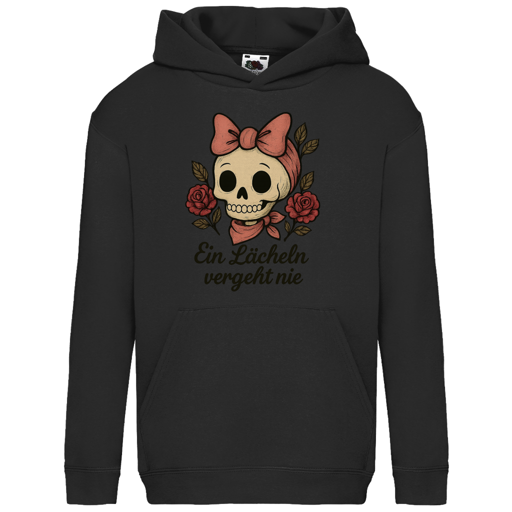 Kids Basic Hoodie Skelett Mädchen Ein Lächeln vergeht nie