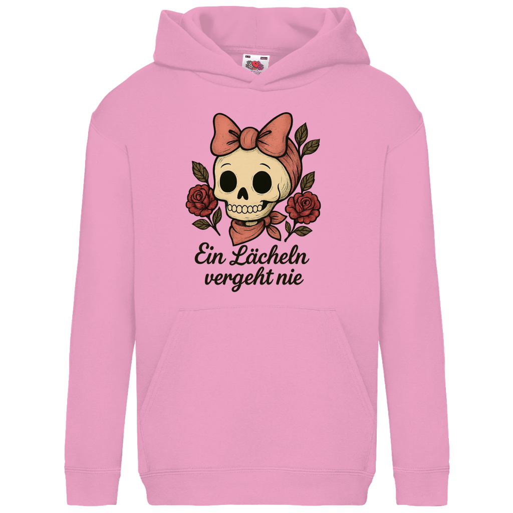 Kids Basic Hoodie Skelett Mädchen Ein Lächeln vergeht nie