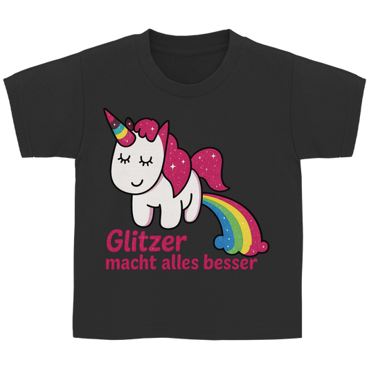 Kinder Basic T-Shirt Einhorn Glitzer macht alles besser
