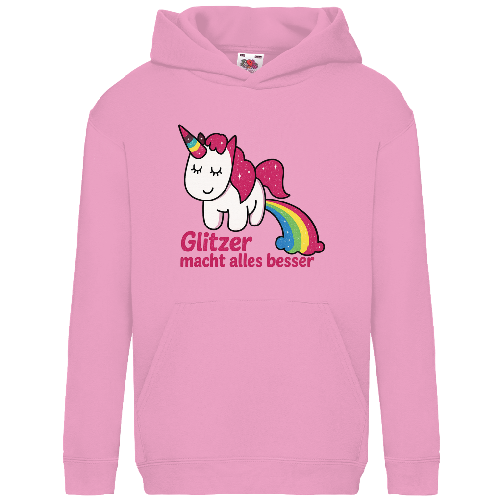 Kids Basic Hoodie Einhorn Glitzer macht alles besser