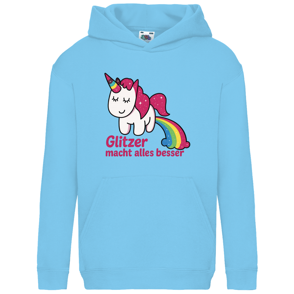 Kids Basic Hoodie Einhorn Glitzer macht alles besser