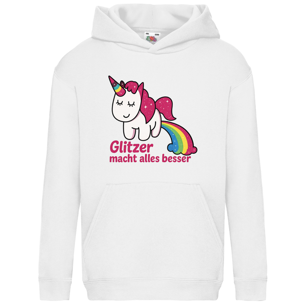 Kids Basic Hoodie Einhorn Glitzer macht alles besser