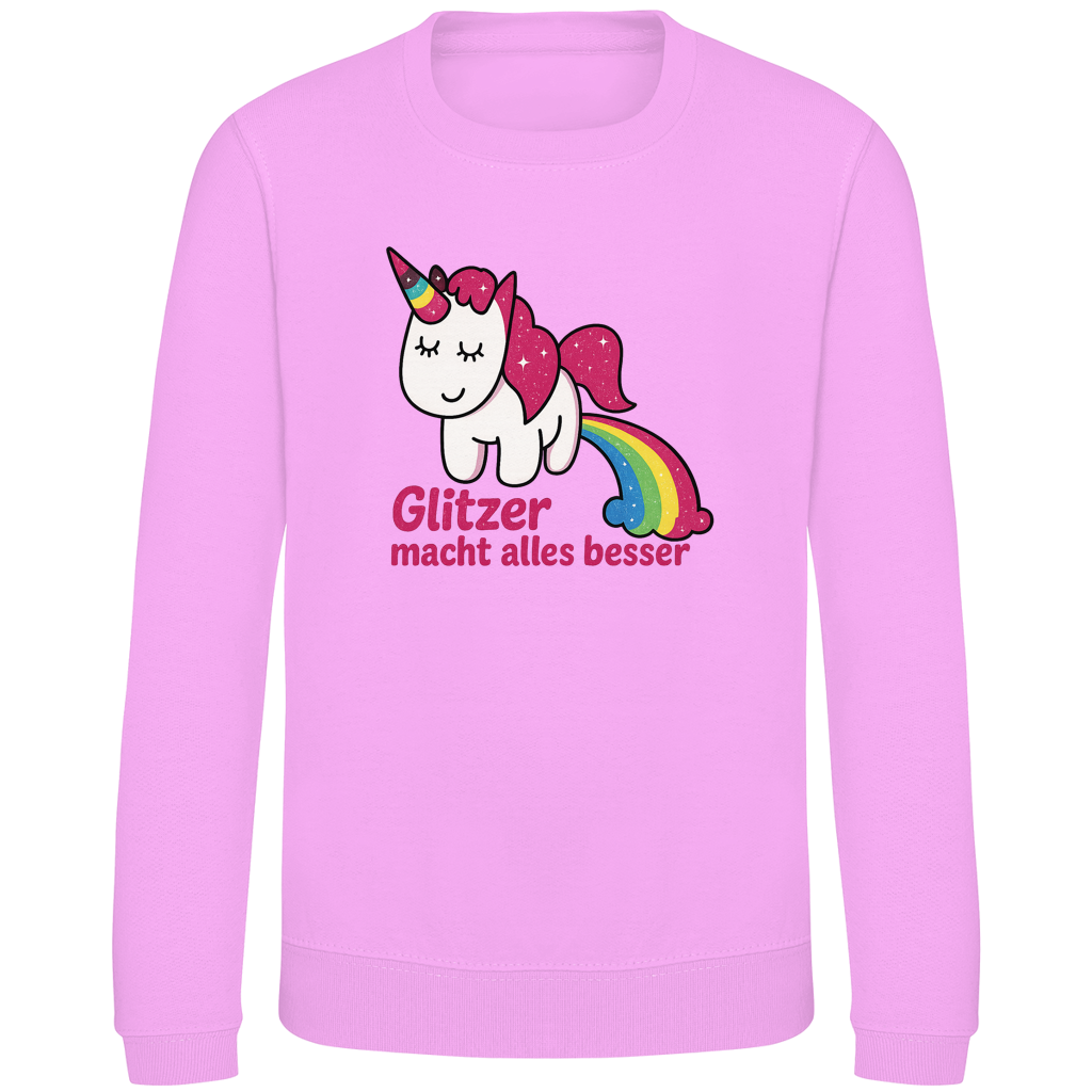 Kinder Sweatshirt Einhorn Glitzer macht alles besser