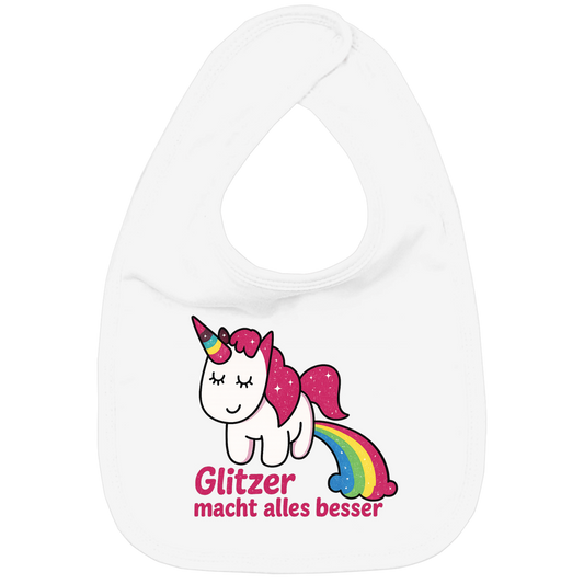 Kinder Bio Lätzchen Einhorn Glitzer macht alles besser