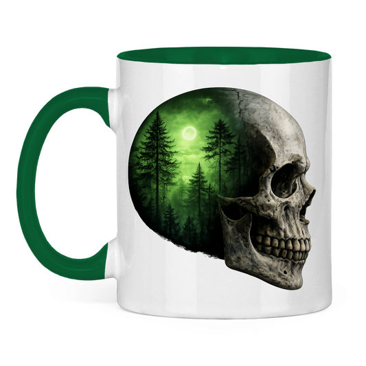Tasse zweifarbig Schädel Wald grün
