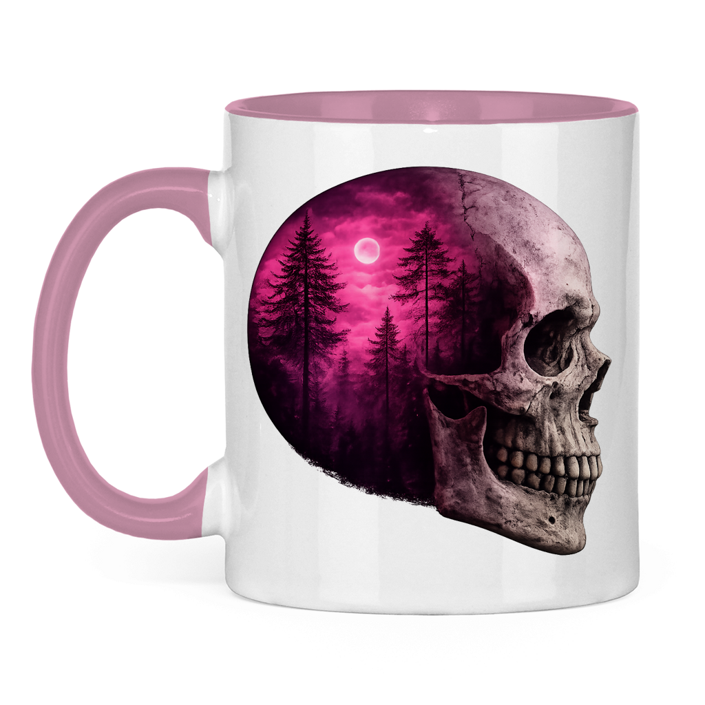 Tasse zweifarbig Schädel Wald lila