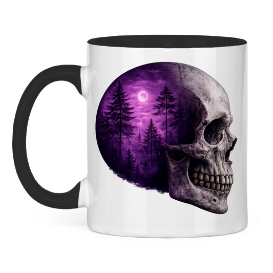 Tasse zweifarbig Schädel Wald lila
