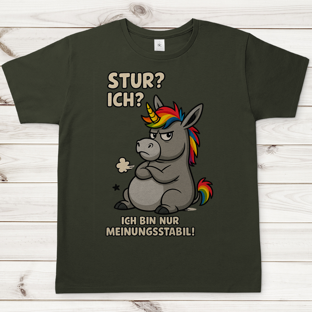 Herren T-Shirt Einhorn Moppelig Meinungsstabil