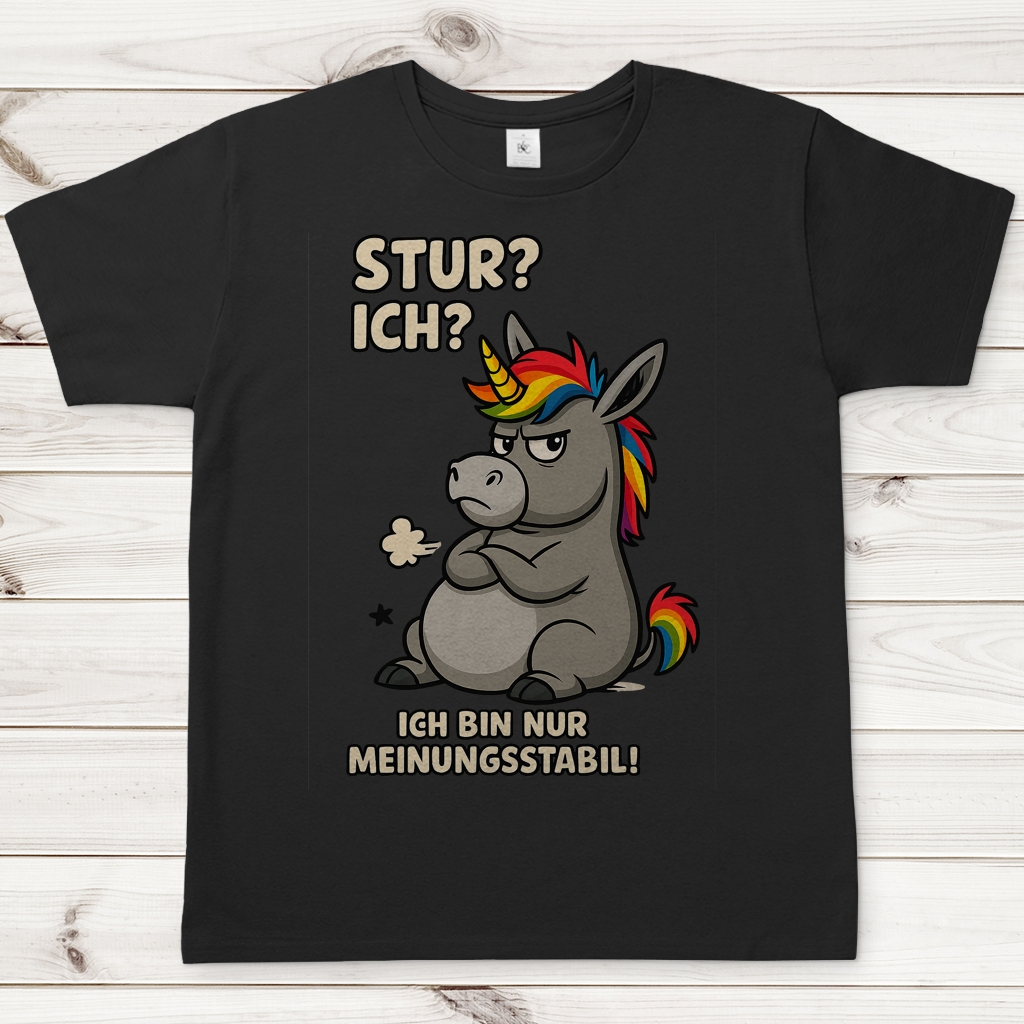 Herren T-Shirt Einhorn Moppelig Meinungsstabil