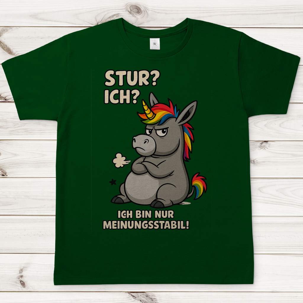 Herren T-Shirt Einhorn Moppelig Meinungsstabil