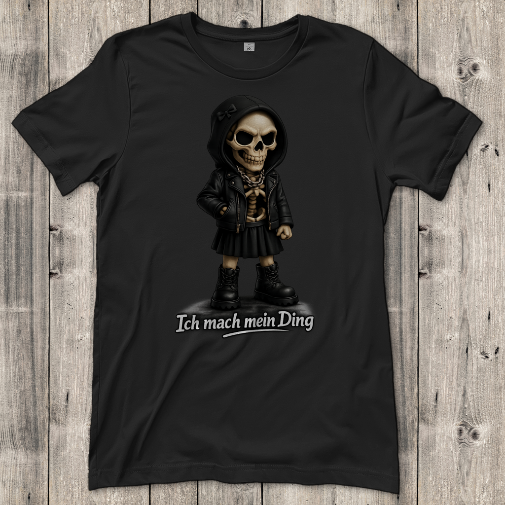 Damen T-Shirt Ich mach mein Ding Skelett Teenager Girl