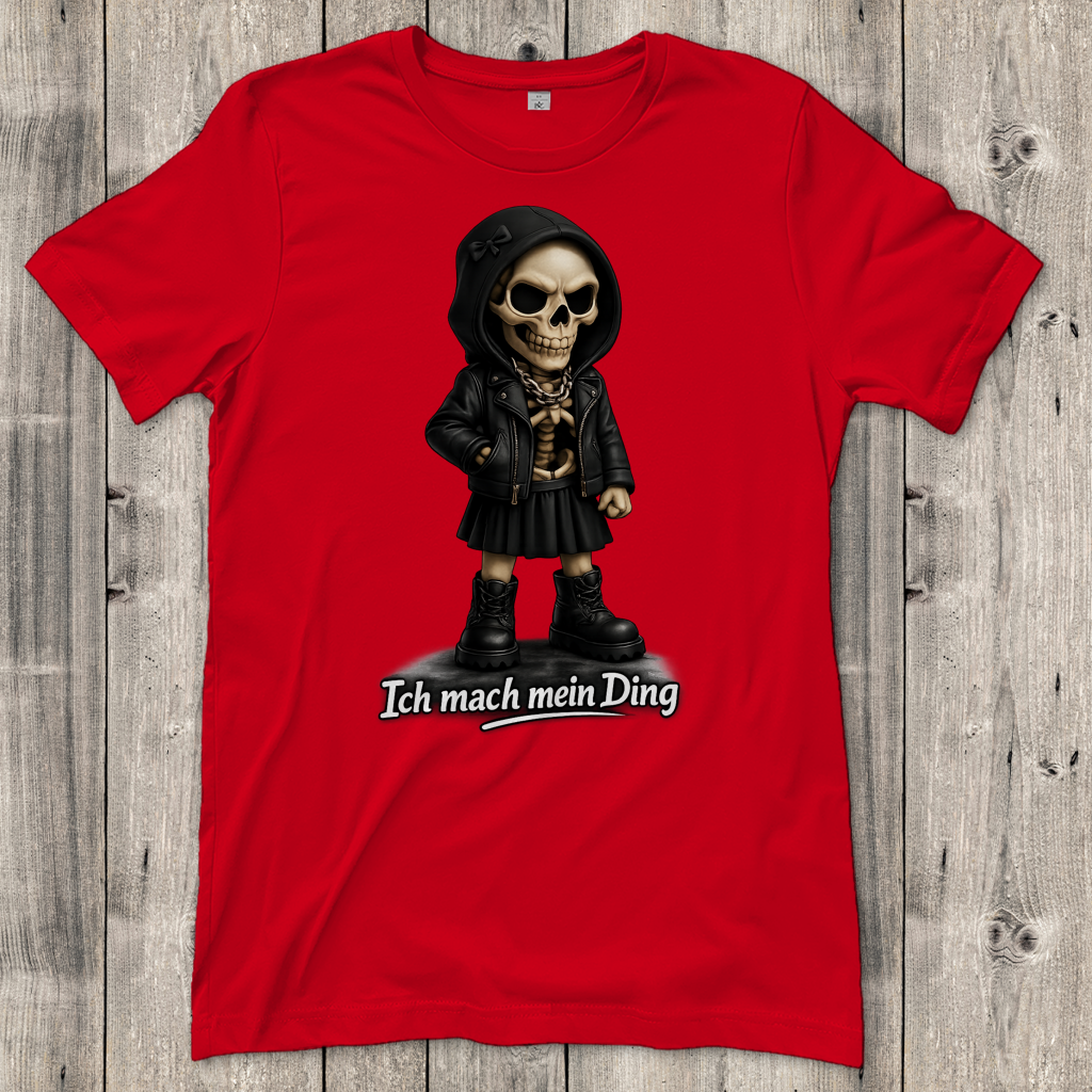 Damen T-Shirt Ich mach mein Ding Skelett Teenager Girl