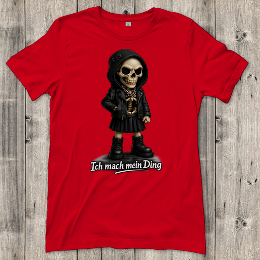 Damen T-Shirt Ich mach mein Ding Skelett Teenager Girl