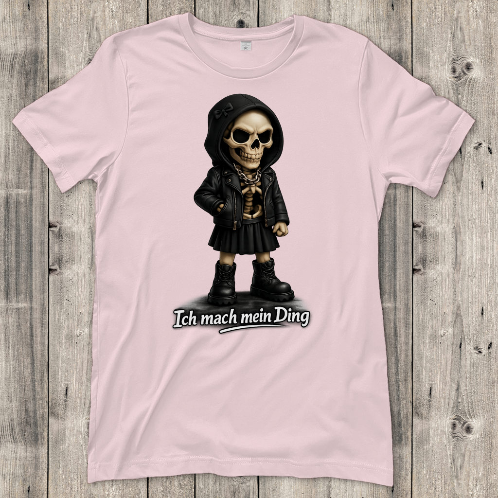 Damen T-Shirt Ich mach mein Ding Skelett Teenager Girl