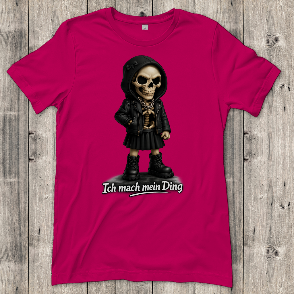 Damen T-Shirt Ich mach mein Ding Skelett Teenager Girl