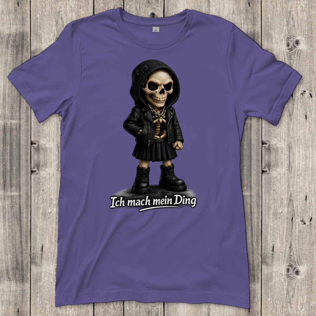 Damen T-Shirt Ich mach mein Ding Skelett Teenager Girl