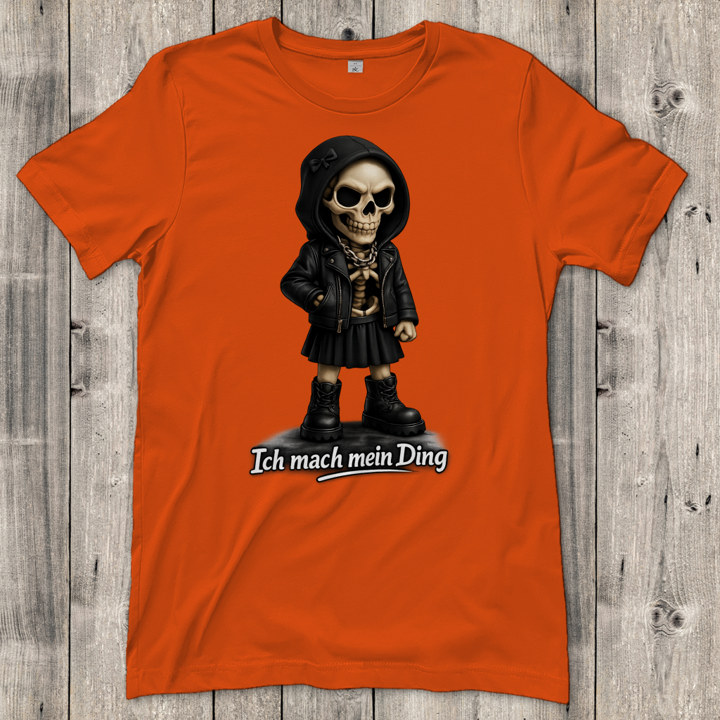 Damen T-Shirt Ich mach mein Ding Skelett Teenager Girl