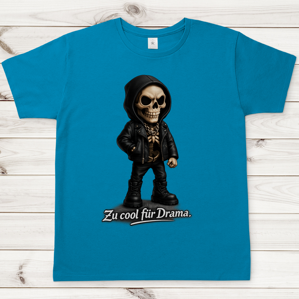 Herren T-Shirt Zu cool für Drama Skelett Teenager