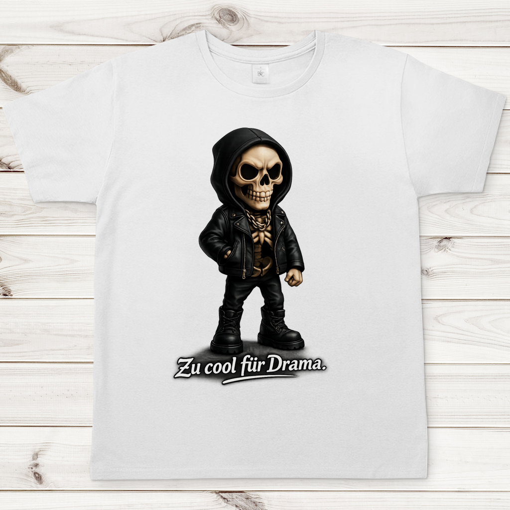 Herren T-Shirt Zu cool für Drama Skelett Teenager